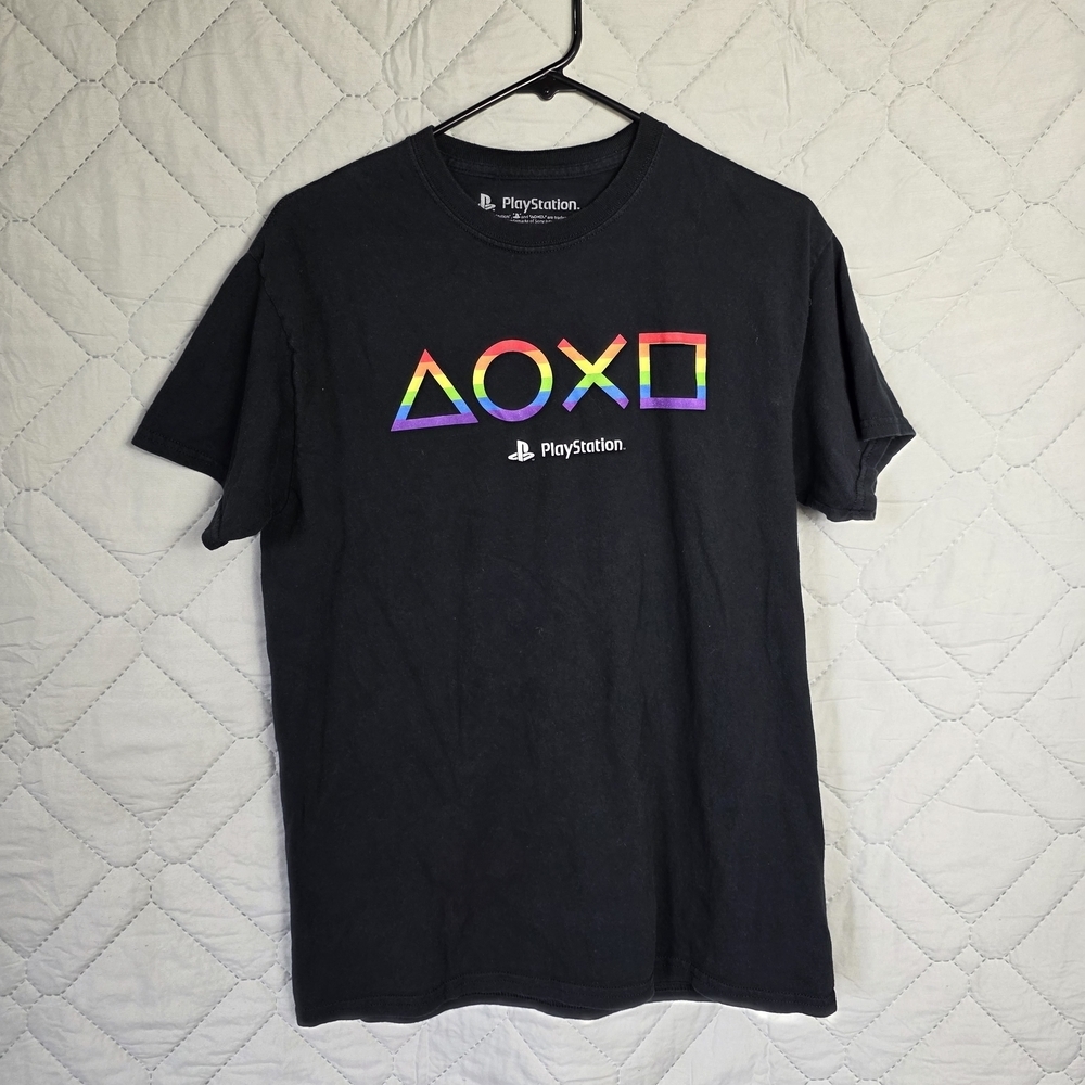 Sony Playstation Symbols Black Graphic T-Shirt Men’s Size M Crew Neck